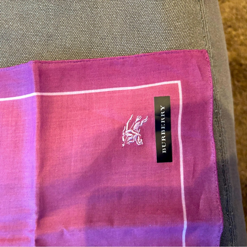 Burberry Purple cotton Scarf handkerchief new! - Picture 2 of 5
